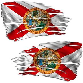 Florida Flag Tattered Decal Sunshine State Vacation Orlanda Tampa Miami Sticker