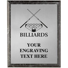 Crown Awards Billiards Plaques, Personalized Billiards Pool Trophy Plaque Award, Great Custom Engraved Billiards Gifts Prime