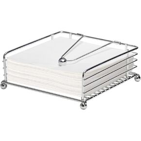 Napkin Holder for Table, Modern Flat Napkin Dispenser for Kitchen and Dining, Paper Napkin Holders with Weighted Arm for Easy Access, Kitchen Decor and Accessories, Dining Table Decor, Silver