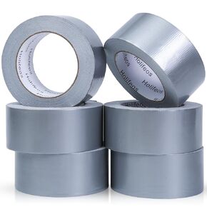 Duct Tape 6 Rolls, Duct Tape Heavy Duty 2 Inches x 30 Yards, Waterproof Tape for Indoor and Outdoor Use, Strong Adhesive Tape with No Residue, Silver Duct Tape Bulk Tear by Hand