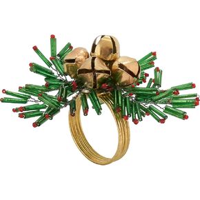 Beaded Snowflake and Bells Napkin Rings (Set of 4)