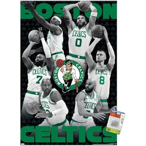 Trends International NBA Boston Celtics - Team 24 Wall Poster with Push Pins, 22.37" x 34.00", Poster & Push Pin Bundle