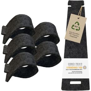 MIQIO® Napkin Rings Made of Felt | 6 Napkin Rings Washable | Polyester (0,12 inch Thick) | Napkin Holder Buckles, Napkin Rings for Dinner Table | Warmth Felt Aesthetic for Cozy Atmosphere | Dark Grey