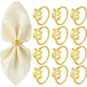 حلقات منديل من 12 ، حلقات منديل الذهب ، حلقات منديل عيد الشكر ، حلقات منديل أوراق المعادن ، حلقات منديل أوراق الذهب ، مناسبة لحفل حفل زفاف الجدول حفل زفاف الحفلة اليومية in Kuwait