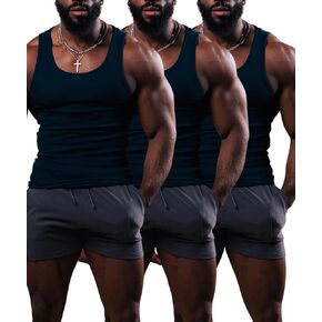 Beaters, Men's Tank Tops, Cotton Spandex Blend Tanks Tops for Men, Comfortable, Durable & Stylish Ribbed Fabric, for Gym, Casual Wear, or Layering, 3 Pack, Black, Size 4XL