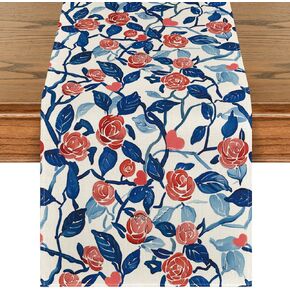 Artoid Mode Rose Flowers Love Heart Valentine's Day Table Runner, Wedding Kitchen Dining Table Decoration for Home Party Decor 13x72 Inch