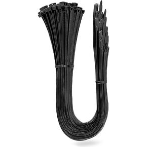 100 Pack 18 inch Cable Zip Ties Heavy Duty, Durable Outdoor Cable Ties, Self-Locking Nylon Wire Ties with 50 Pounds Strength, UV-Resistant,-Ideal for Home Fence, Green Plants-Black