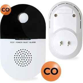 Plug-in Carbon Monoxide Detector with Audible and Visual Alarm – Wall Plug CO Monitor for Home, Office & RV Safety – Reliable Plug-in Carbon Monoxide Alarm for Continuous Low-Level CO Detection
