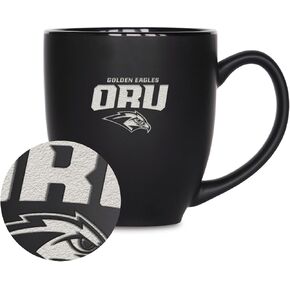RICO Industries NCAA Oral Roberts Golden Egles 15oz ليزر محفور باهت Bistro Bistro - للمشروبات الساخنة أو الباردة