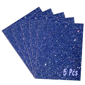 Glitter Acrylic Sheets 1/8" Thick 7.87x7.87 Color Acrylic Sheets for Laser Cutting, Translucent Cast Acrylic for Engraving, Invitation Blanks, Signs, Festival Decorations (5, Blue, 7.87"x7.87")