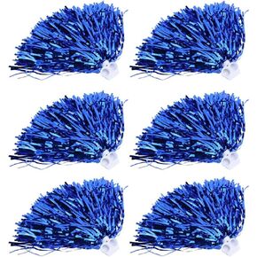 Cheerer Pom Poms 12Pcs Cheering Poms Metallic Foil Pom Poms Squad Cheer Sports Party Dance Useful Accessories (Blue) Pom Pom Cheerer