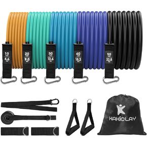 Resistance Bands Set with Separate Outdoor Anchor, KAKICLAY Exercise Bands for Indoor and Ourdoor Use, Versatile Resistance Bands for Men and Women
