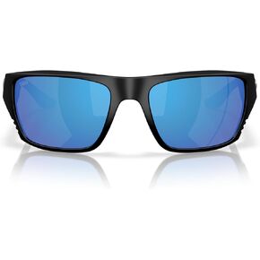 Costa Man Sunglasses Matte Black Frame, Blue Mirror Lenses, 59MM