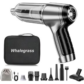 Whalegrass Vacuum, Portable Air Blower/Car Vacuum, 3-in-1 Handheld Cordless Vacuum Cleaner, Portable Mini Car Vacuum Cleaner for Car, Office and Home Cleaning