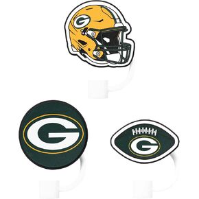 FOCO Green Bay Packers NFL 3 Pack Primary Logo Straw Toppers