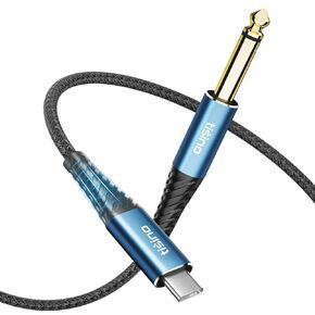 tisino USB C to 6.35mm TS Audio Cable, 1/4 inch TS to USB Type C Bass/Guitar Recording Equipment Cord Cable, Compatible with Laptop/PC/Smartphone with USB C Ports - 6.6FT