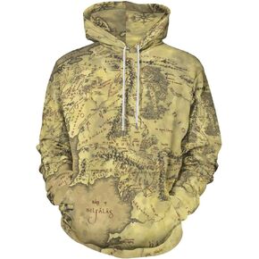 Bagea-Ka Middle Earth Map Brown Pattern Unisex Hoodie Sweatshirt Pullover with Pockets 3D Print for Men Women