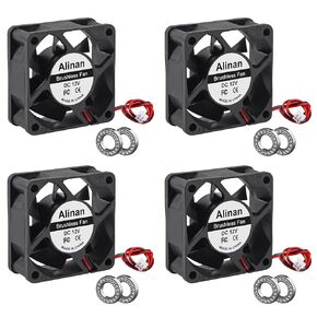 Alinan 4pcs 6025 60mm x 25mm 12V Dual Ball Bearings Brushless Fan 2Pin DC Cooling Exhaust Fan for Radiator DIY Air Exhaust Vent Cooling