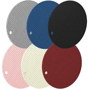 Silicone Trivet Mats for Hot Dishes, 6 Heat Resistant Hot Pads,Pot Holders for Opening Heavy Duty Lids Food Grade Silicone & BPA Free (Multicolour)