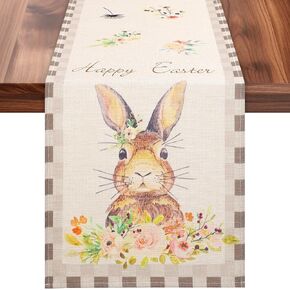 عداء طاولة عيد الفصح 13 × 72 بوصة طويلة أرنب زهرة زهرة العداء الموسمية الربيع العيد المطبخ المطبخ المطبخ ديكور in Kuwait