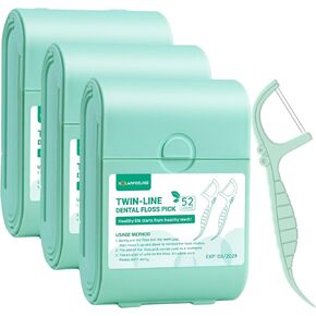 3Pcs Travel Dental Floss Picks Cases with 156 Count Mint Flavor Twin-Line Dental Flosser, Portable Floss Case for Travel, Portable Floss Dispenser, Travel Floss Sticks for Adults