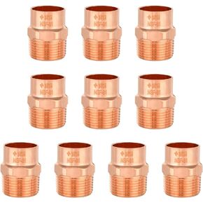 (Pack of 10) EFIELD 3/4-Inch Copper Male Adapter C x MNPT, LF Copper Plumbing Fittings with Sweat Solder X MNPT Connection
