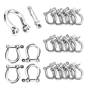 20 PCS 5/16 Inch D Ring Shackles, 304 Stainless Steel Anchor Shackle Lock, 8 mm Screw Pin Anchor Shackles for Towing, Trailer Chain Shackle for Industrial, Outdoor, Vehicle Recovery, 8 mm