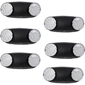 TANLUX LED Emergency Lights with Battery Backup, Hardwired Emergency Exit Light Fixtures for Business - 6 Pack(Black)