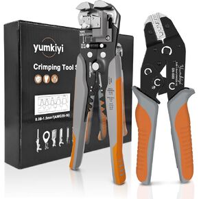 Wire Stripper and Crimping Tool Kit,AWG 24-10 Automatic Stripper Tool with AWG 28-16 Ratchet Wire Crimper For Open Barrel Connectors