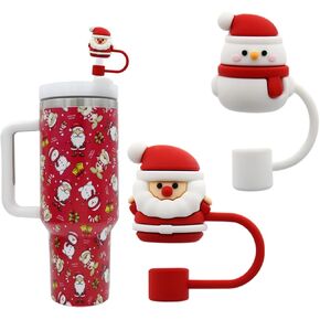 Straw Cover Cap for Stanley Cup,Straw Topper Compatible for 30 and 40 Oz Tumbler with Handle,10 mm 0.4 in Reusable Straw Tips Lids,Straw Tip Covers for Christmas Gifts