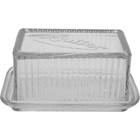 Creative Co-Op Clear Pressed Glass Butter Dish with Lid
