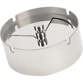 Stainless Steel Ashtray with Lid, Windproof Automatically Extinguished Tray, Gifts Home Decorations, Stainless Steel Silver Medium Tabletop Smoking Tray