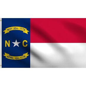 DMSE North Carolina State Flag 2X3 Ft Foot 100% Polyester 100D Flag UV Resistant (2' X 3' Ft Foot)