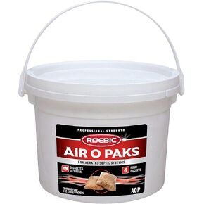Roebic AOP Air-O-Paks for Aerated Septic Systems: Dissolves in Water, Degrades Grease, Proteins, Soaps, Chemicals - Four 8-Ounce Packets, 8 oz