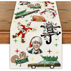Christmas Vacation Table Runner Funny Christmas Table Cover Griswold Family Cousin Eddie Christmas Decor New Year Xmas Decor Christmas Vacation Decorations for Home Party