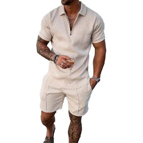 men's short sets outfits 2 piece summer tracksuit short sleeve polo shirt and shorts set casual sport suit