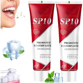Sp10 Probiotic Toothpaste, 2pcs SP 10 Probiotic Toothpaste Whitening, Sp-10 Ultra Whitening Toothpaste, Sp10 Probiotic Stain Removal Toothpaste for Fresh Breath, Deep Cleaning Care Toothpaste