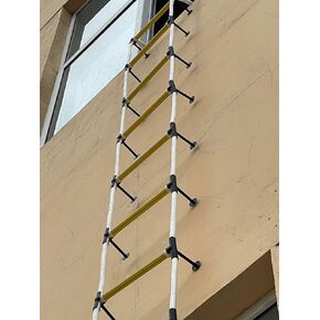 Fire Rescue Ladder for 2 Story 16ft Flame Resistant - Safety Rope Ladder - Fast to Deploy & Easy to Use & Store - Compact - Weight Capacity up to 2000 lb - Emergency Ladder with Stand-Off Stabilizers