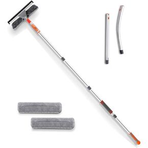 Baban Window Squeegee Cleaner, 2 in 1 Window Cleaning Tool with Elbow and Straight Extension Pole, 61'' Telescopic Window Washing Equipment with Bendable Head for Car Glass Indoor Outdoor High Windows in Saudi Arabia