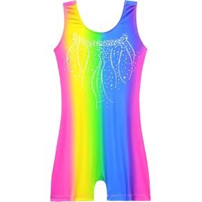 Nymphperi Gymnastics Leotards for Girls One Piece Sleeveless Biketards Colorful Tumbling Bodysuits Stretchy Unitard in Kuwait