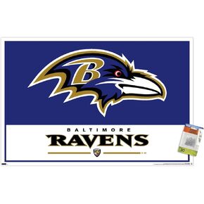 Trends International NFL Baltimore Ravens - Logo 21 Wall Poster, 22.37" x 34.00", Poster & Push Pin Bundle