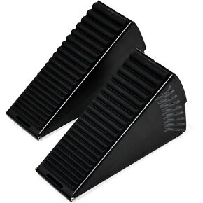 Door Stoppers for Bottom of Door, Adjustable Spring Loaded Door Stops, Premium Rubber Door Stopper Wedge for Any Heavy Duty Door & Floor (Black, 2 Pack)