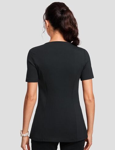 Scrubs for Women V-Neck Short Sleeve Stretch Medical Scrub Shirts with 4 Pockets Slim Fit Top in Saudi Arabia