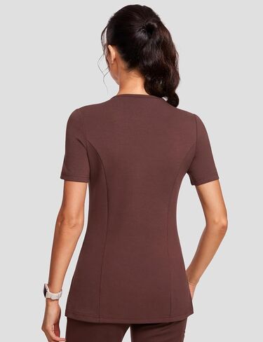 Scrubs for Women V-Neck Short Sleeve Stretch Medical Scrub Shirts with 4 Pockets Slim Fit Top in Saudi Arabia