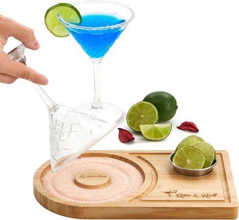 Margarita Salt Rimmer Set for up to 6" Rims | Bamboo Salt Rimmer for Cocktails | Bartender Accessories & Home Bar Gift | Margarita Kit and Bartender Tool in Saudi Arabia