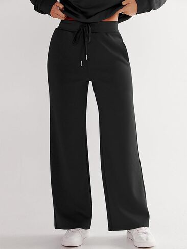 Logene Women 2 قطعة ملابس Sweatsuit Set 2024 عصرية كبيرة الحجم نصف سحاب من النوع الثقيل ساق واسعة صالة Sweatpant Lounge مطابقة مجموعات السفر 1L088-HEISE in Saudi Arabia