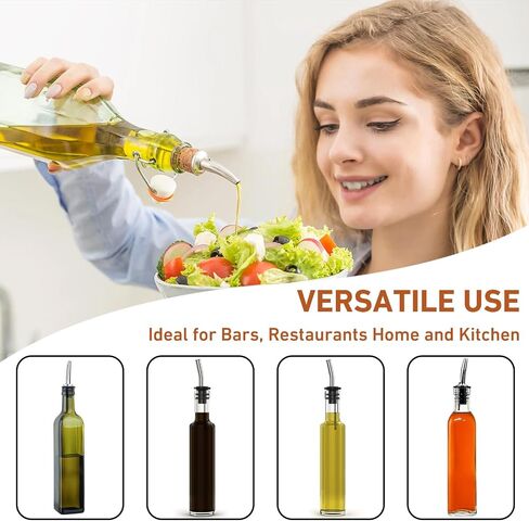 12 Pack Liquor Bottle Pourers, Stainless Steel Liquor Pour Spout, Olive Oil Spout, Bar Bartender Bottle Pourers for Alcohol with Rubber Dust Caps, Tapered Spout in Saudi Arabia