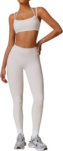 Two Piece Workout Sets For Women Sport Bra Matching High Waist Scrunch Butt Leggings Gym Yoga Active Wear Outfits in Kuwait