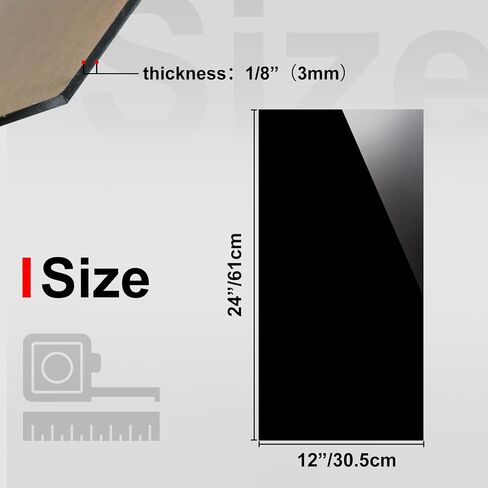 صفائح كينلينك 12x24 أكريليك ، 1/8inch (3 مم) أوراق زجاجية سوداء ، لوح بلاسيت الأسود مع ورقة واقية لمشروع DIY ، حرفة ، إطارات الصور ، علامة ، Invitaton الزواج ، 2 عبوة in Kuwait