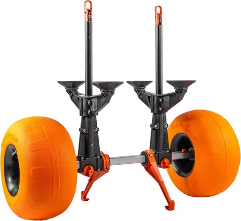 Yakattack Townstow Scupper Kayak Cart مع إطارات رملية-سهلة التجميع القابلة للطي قوارب القوارب القابلة للتعديل القابلة للتعديل Dolly (TNS-1003-SAND) | إكسسوارات الصيد في قوارب الكاياك ، أسود/برتقالي/فضي in Kuwait